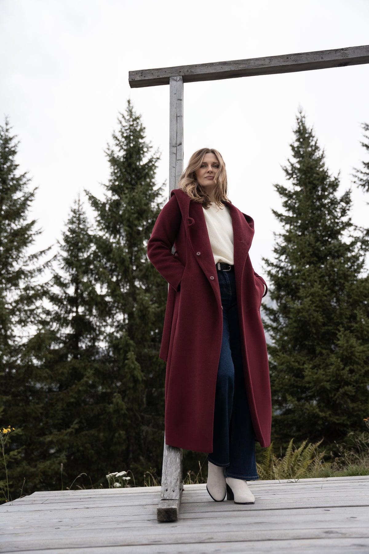 Płaszcz NOELIA maxi bordowy